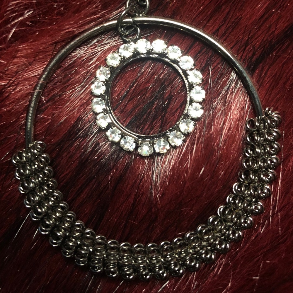 Luna Loop Clear Crystal Dangle Earrings - Picture 4 of 5